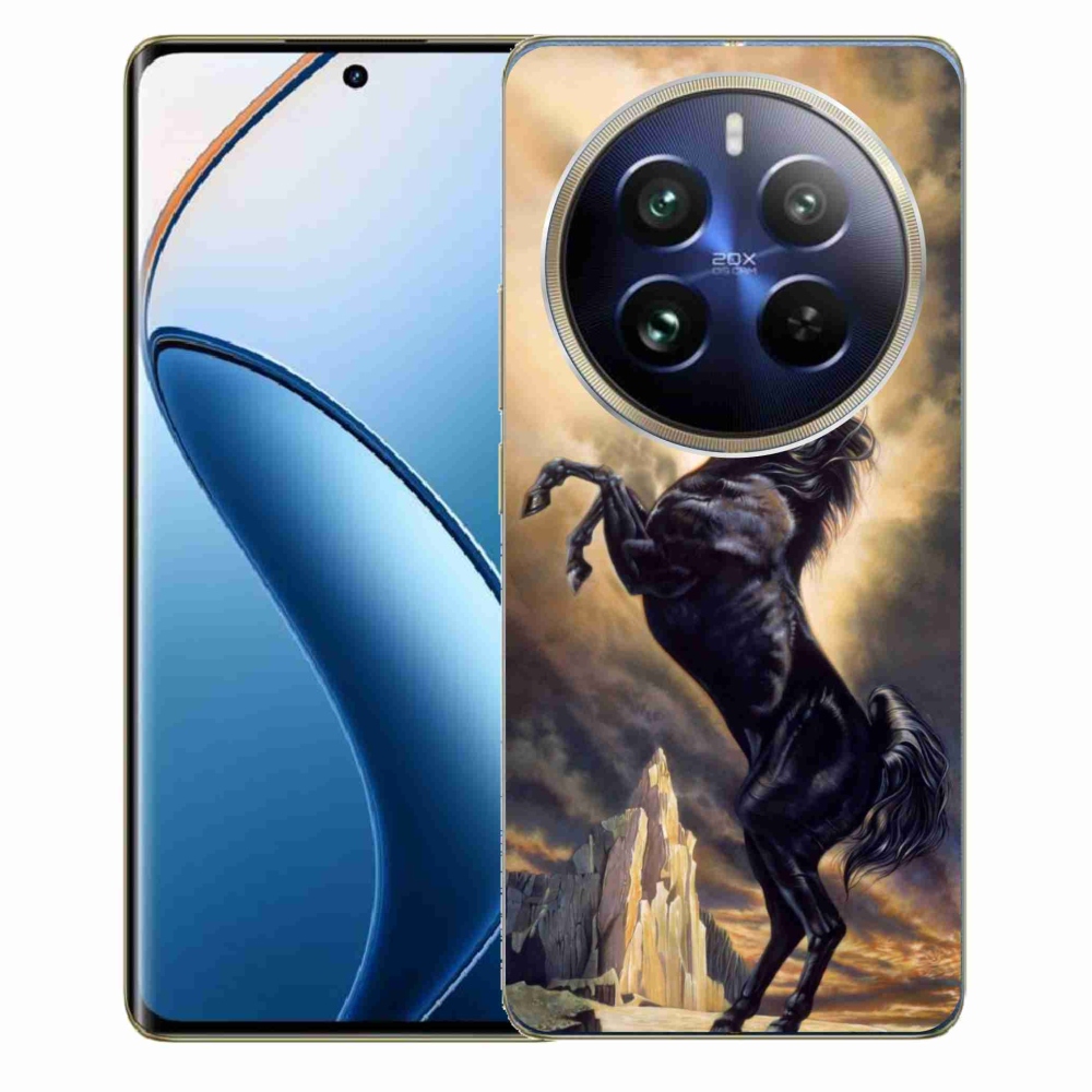Gelový kryt mmCase na Realme 12 Pro 5G/12 Pro+ 5G - černý kreslený kůň