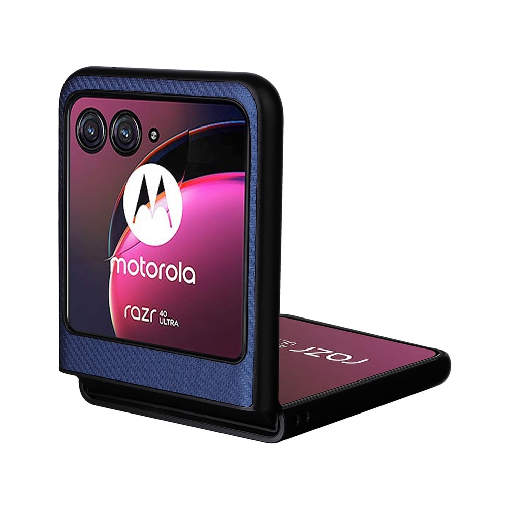 Textury plastový kryt s umělou kůží na Motorola Razr 40 Ultra 5G - modrý