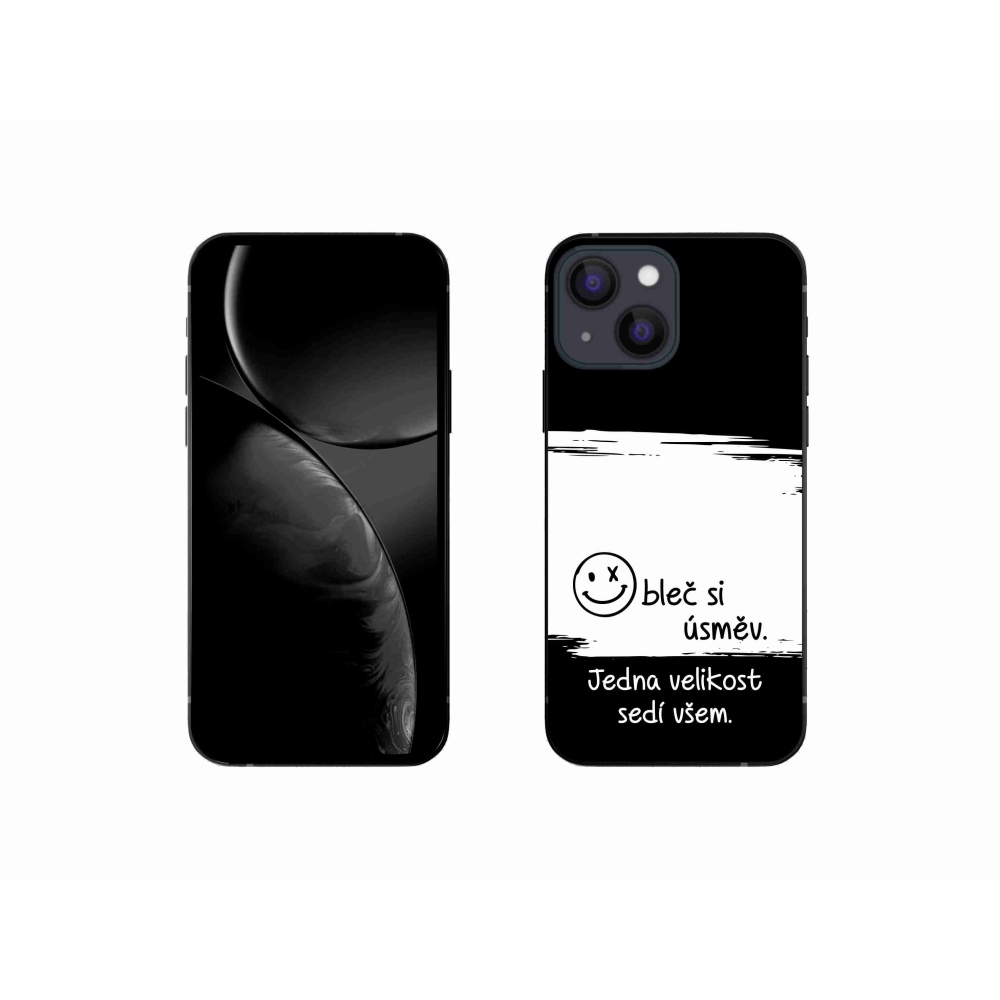 Gelový kryt mmCase na iPhone 13 mini 5.4 - vtipný text 8 bíločerné pozadí