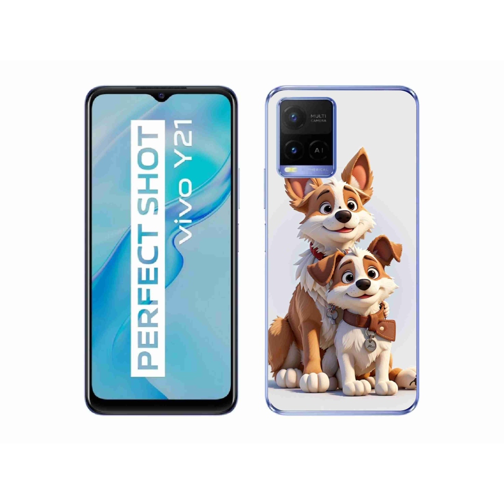 Gelový kryt mmCase na Vivo Y21/Y21s/Y33s - kreslení psi
