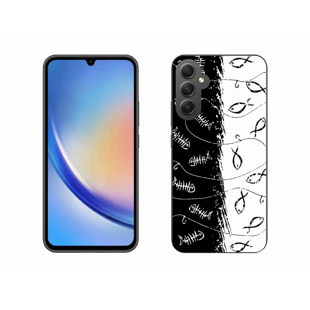 Gelový kryt mmCase na Samsung Galaxy A34 5G - kostry a rybky