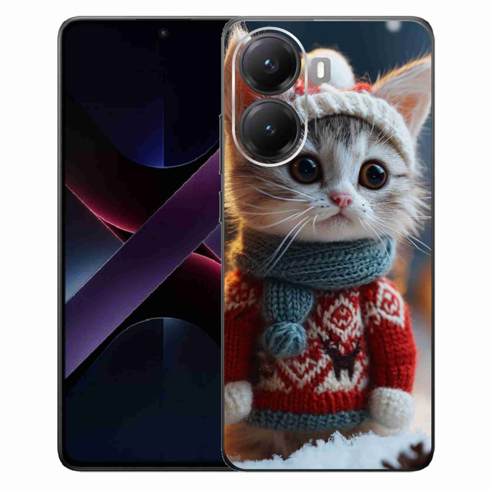 Gelový kryt mmCase na Xiaomi Poco X7 Pro 5G - kotě ve svetru