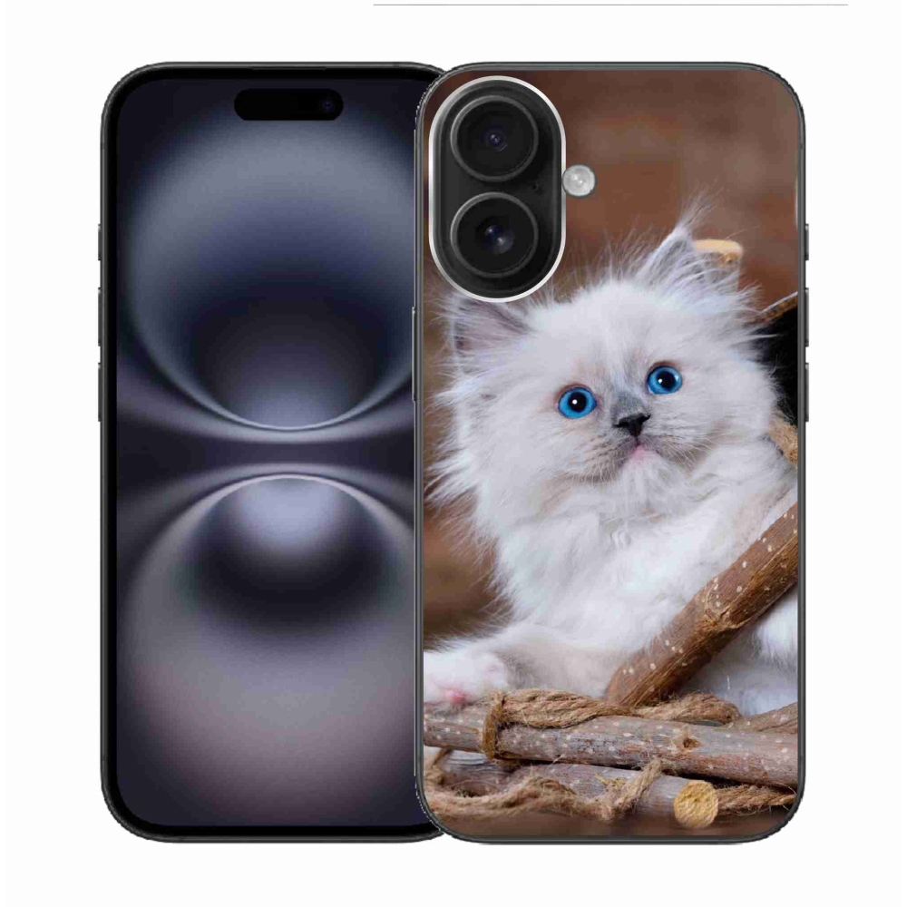 Gelový kryt mmCase na iPhone 16 - bílé kotě