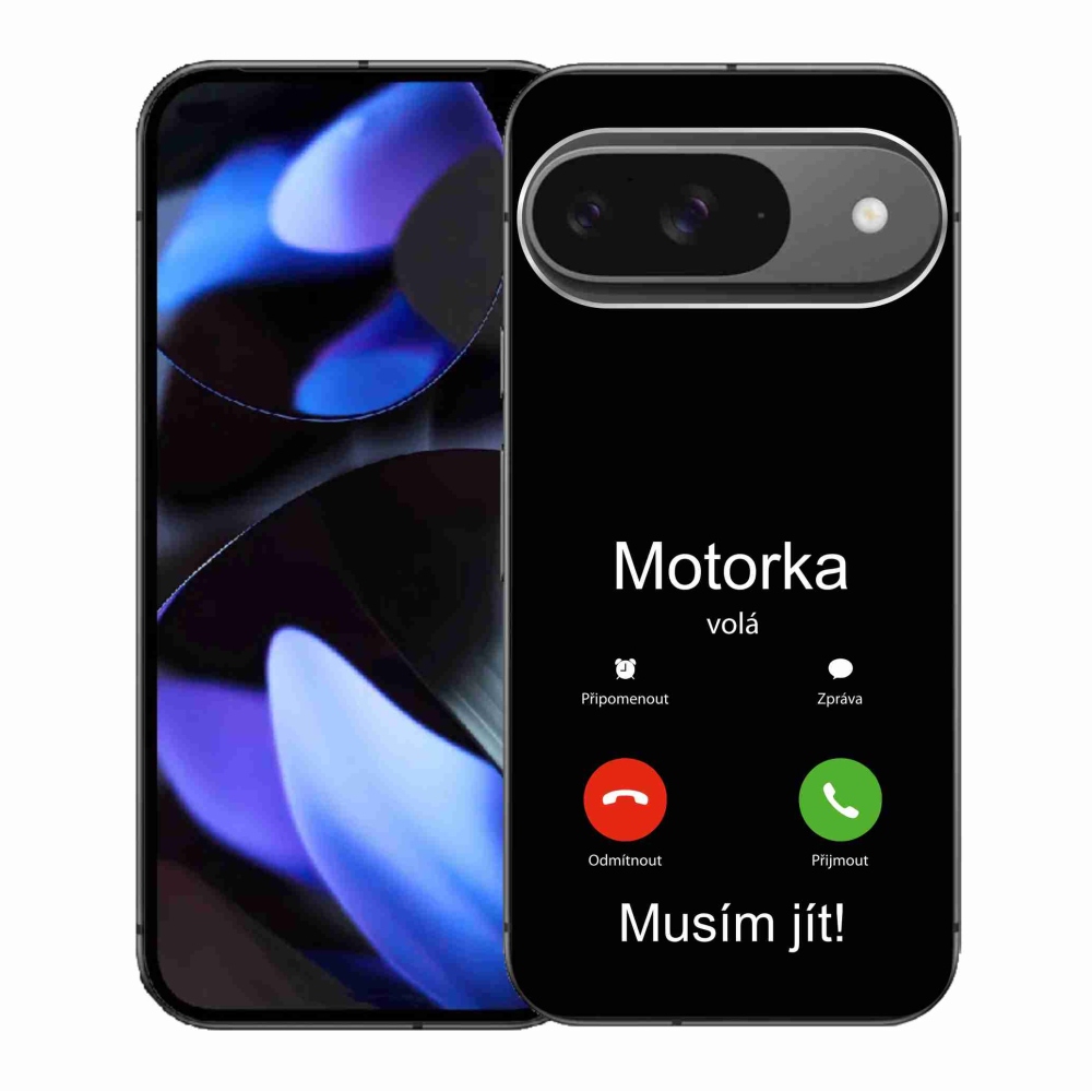 Gelový kryt mmCase na Google Pixel 9/9 Pro - motorka volá černé pozadí