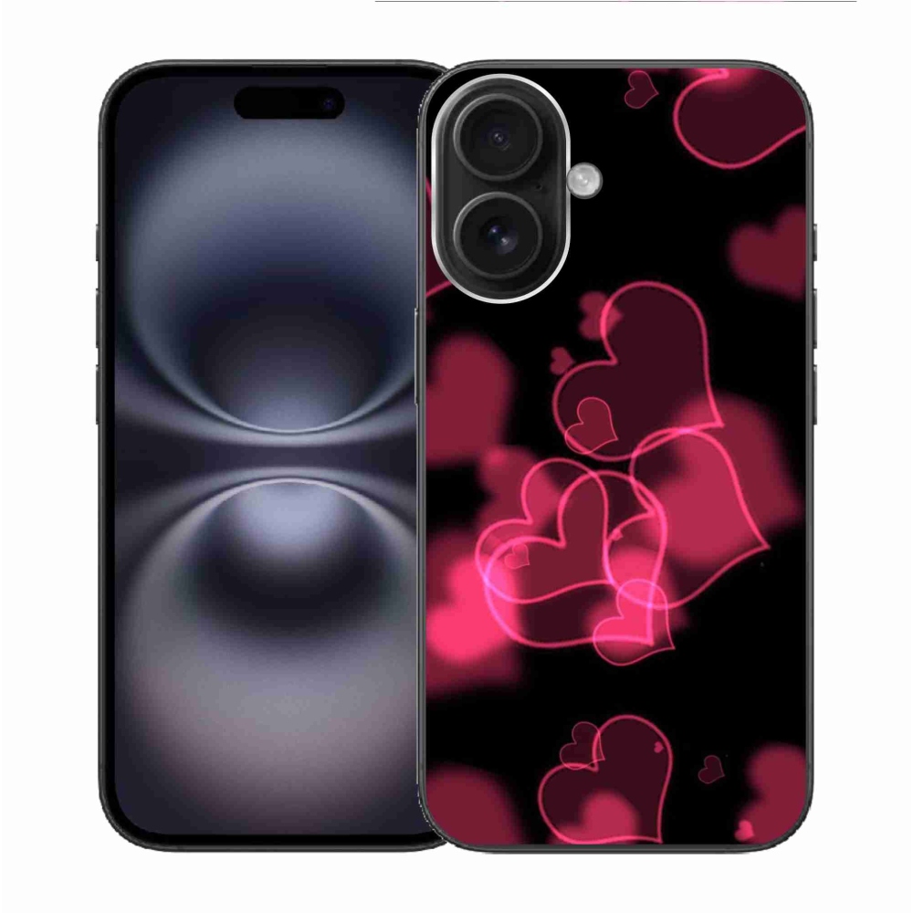 Gelový kryt mmCase na iPhone 16 - červená srdíčka