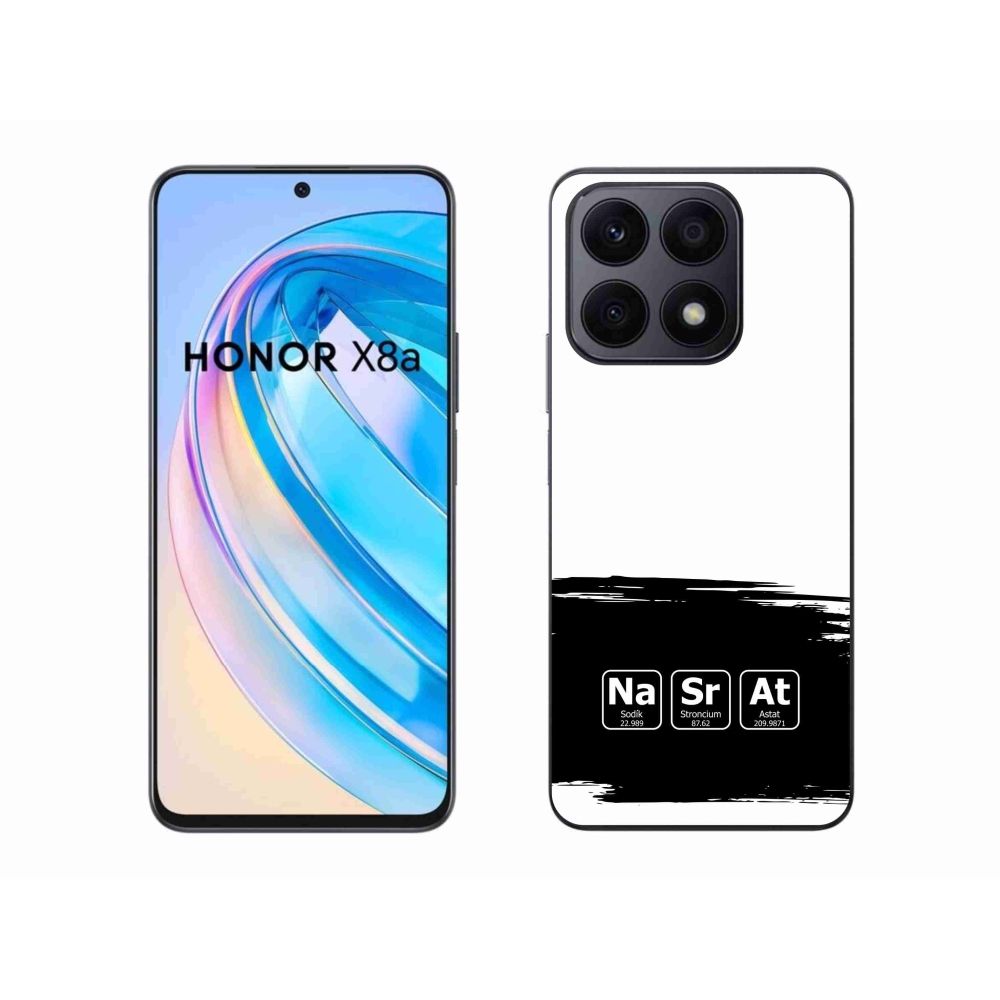 Gelový kryt mmCase na Honor X8a - chemické prvky černobílé pozadí