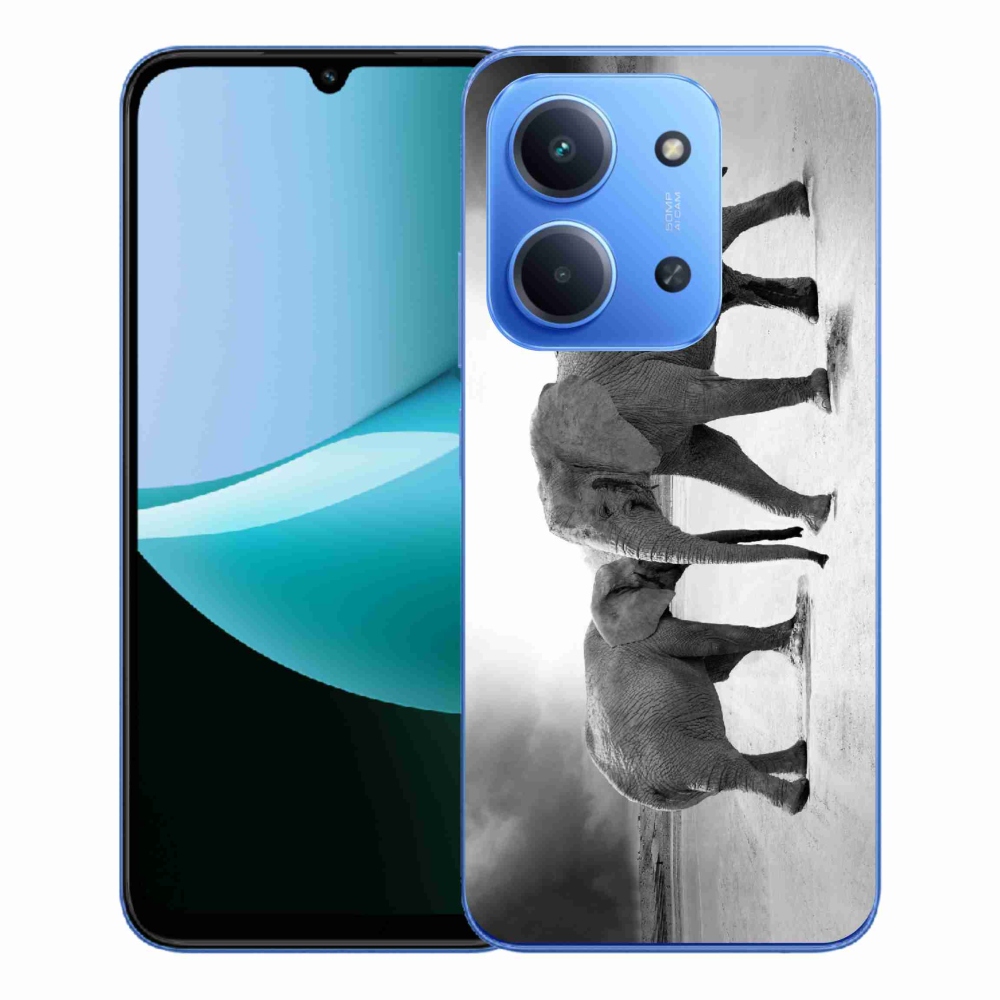 Gelový kryt mmCase na Xiaomi Redmi 15C 4G/5G (173mm) - černobílí sloni