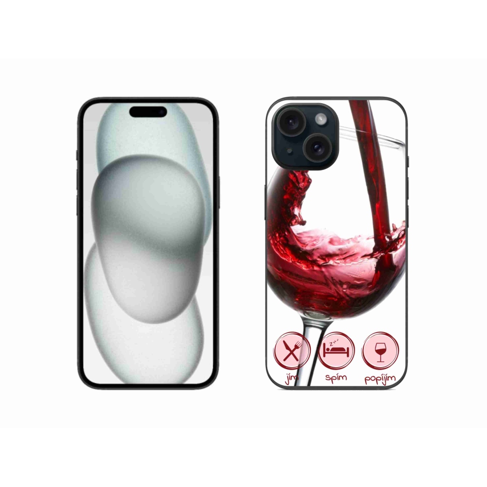 Gelový obal mmCase na iPhone 15 - sklenička vína červené