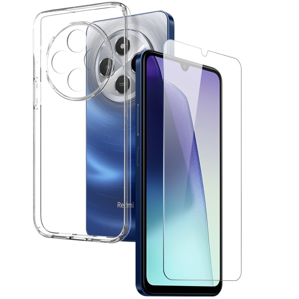 NORTHJO průhledný gelový obal + tvrzené sklo na Xiaomi Redmi 14C/Poco C75 - průhledný