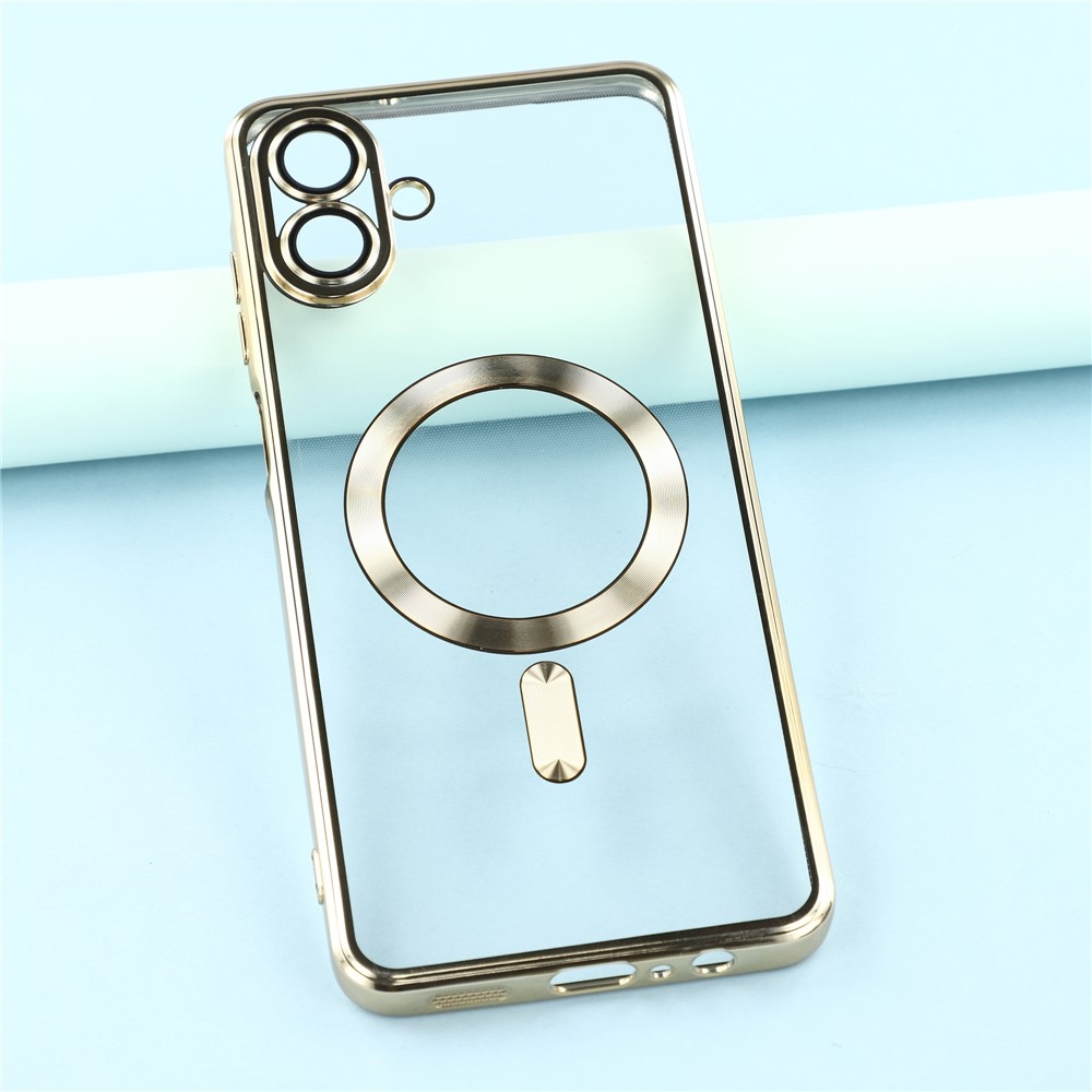 Clear obal s ochranou fotoaparátu a podporou MagSafe na Samsung Galaxy A07 4G - zlatý