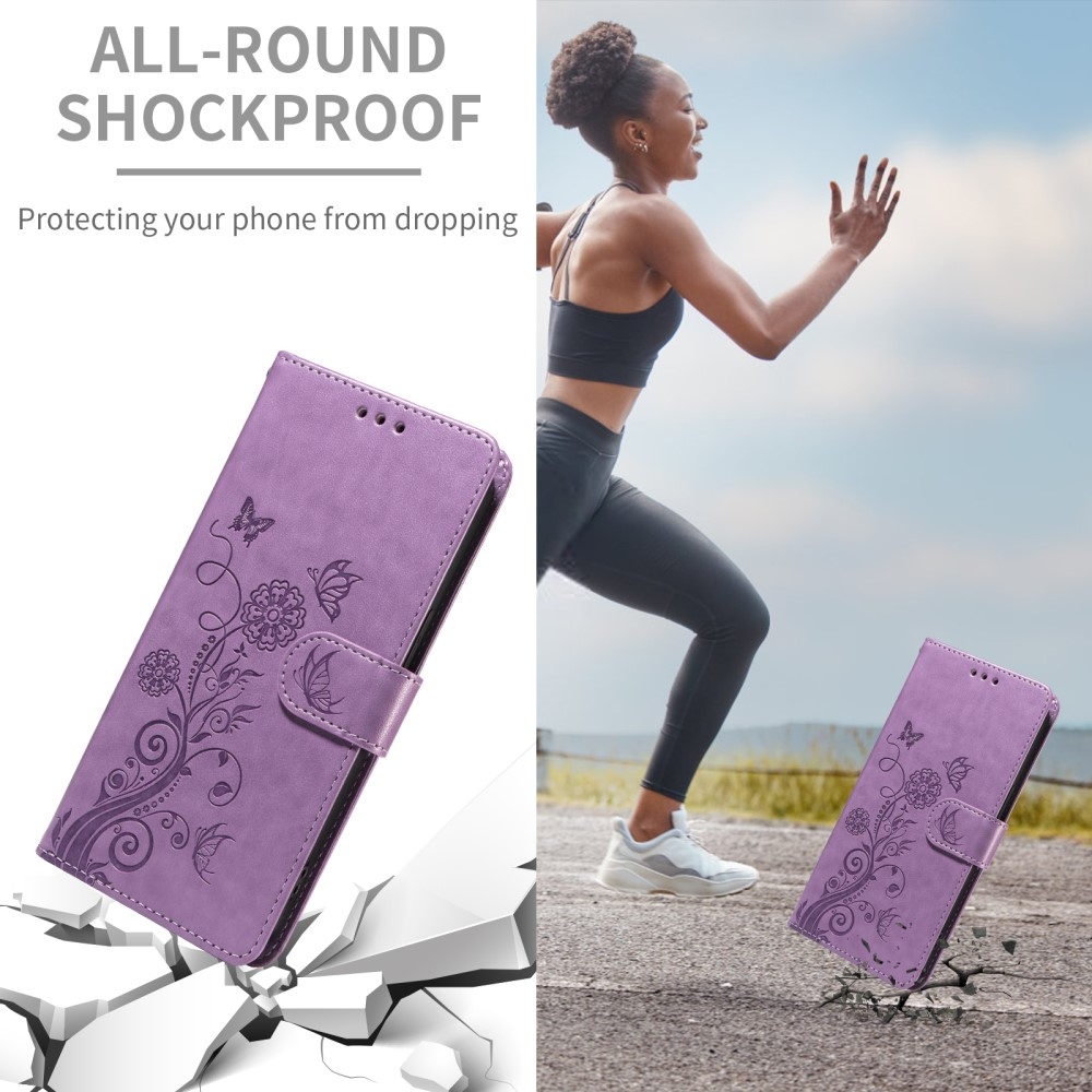 Flowery knížkové pouzdro na Xiaomi Redmi A5 (173.45x79.35x8.45mm) - fialové