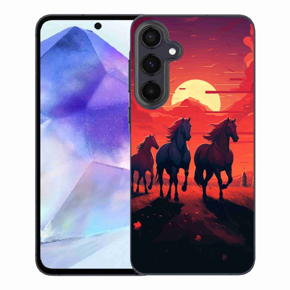 Gelový kryt mmCase na Samsung Galaxy A55 5G - koně a západ slunce