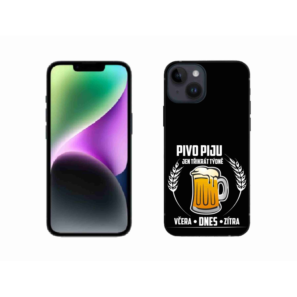 Gelový kryt mmCase na iPhone 14 - pivní motiv černé pozadí