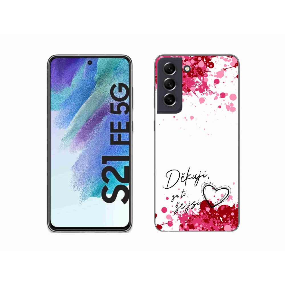 Gelový kryt mmCase na Samsung Galaxy S21 FE 5G - zamilovaný text 2 bílé pozadí