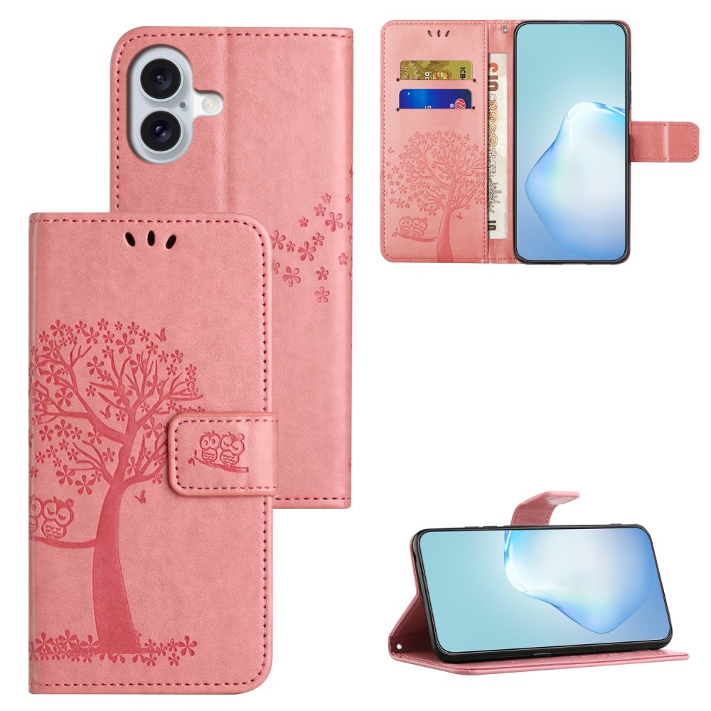 Tree knížkové pouzdro na iPhone 16 - růžové