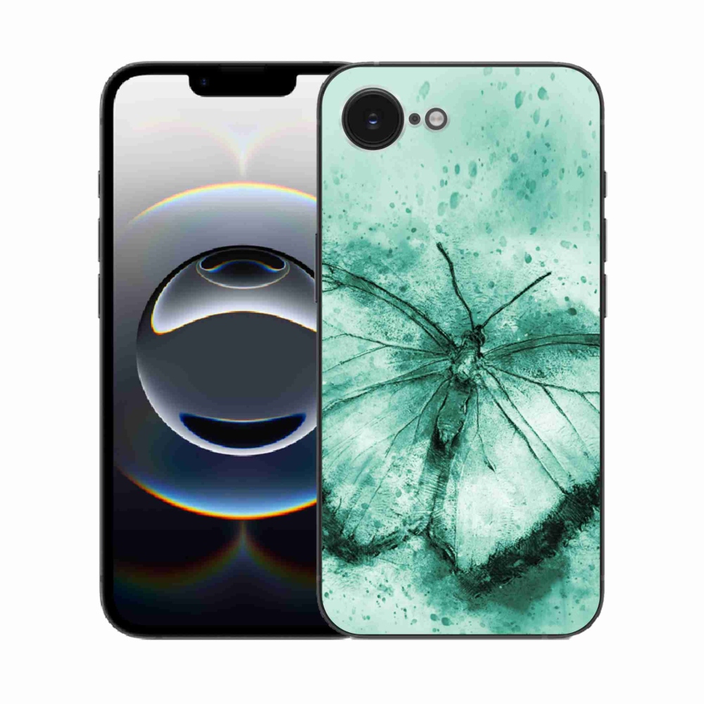 Gelový kryt mmCase na iPhone 16e - zelený motýl
