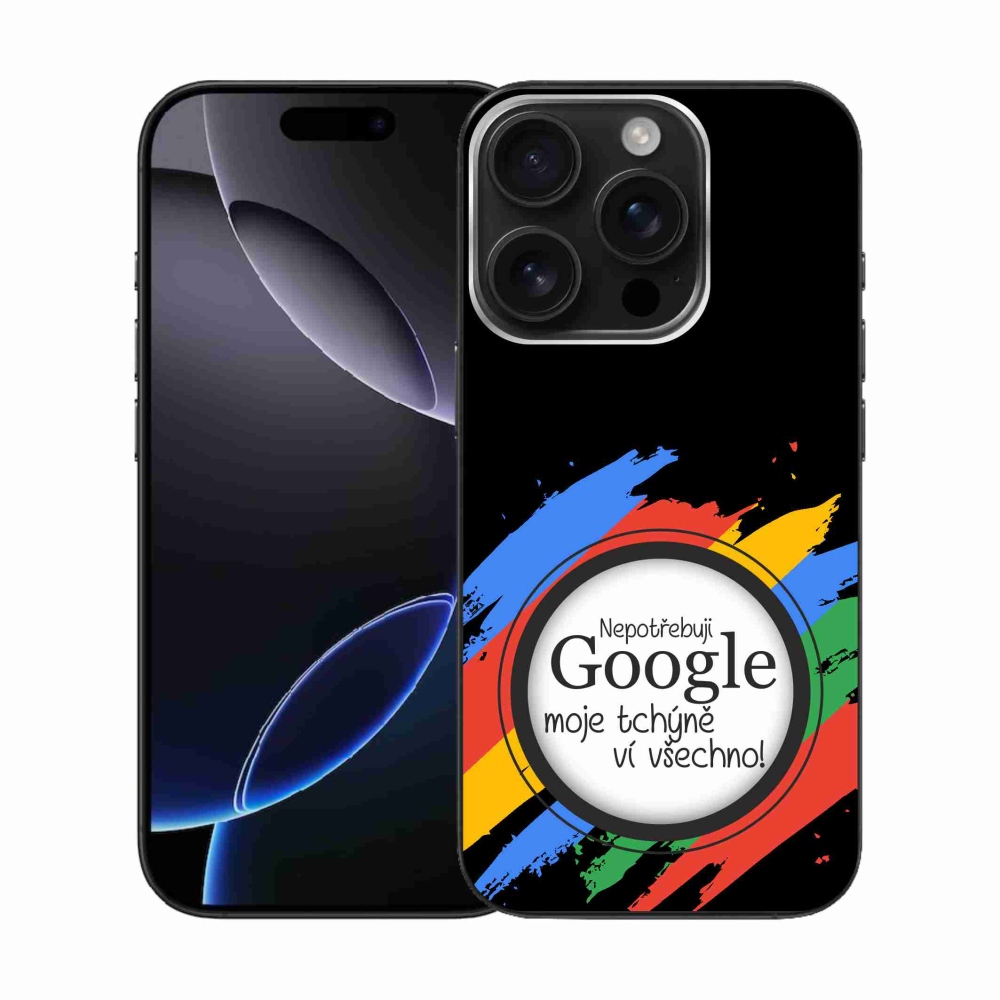 Gelový kryt mmCase na iPhone 16 Pro - tchýně ví všechno černé pozadí