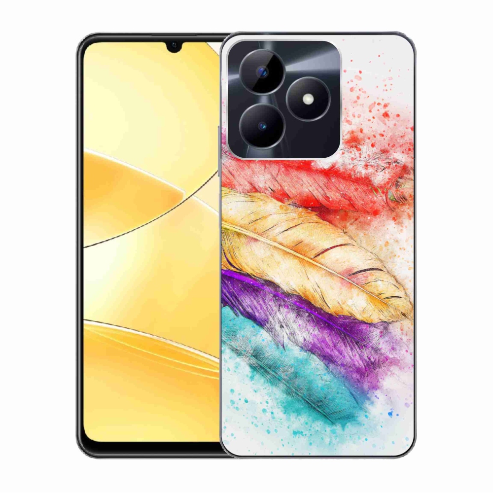 Gelový kryt mmCase na Realme C51/C53 - barevné peří