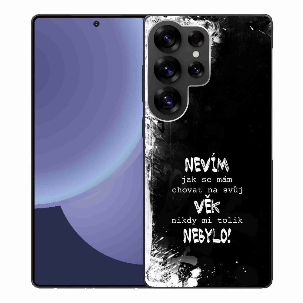 Gelový kryt mmCase na Samsung Galaxy S25 Ultra - vtipný text 14 černé pozadí