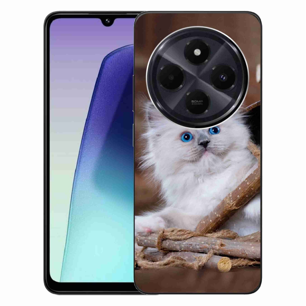 Gelový kryt mmCase na Xiaomi Redmi 14C/Poco C75 - bílé kotě
