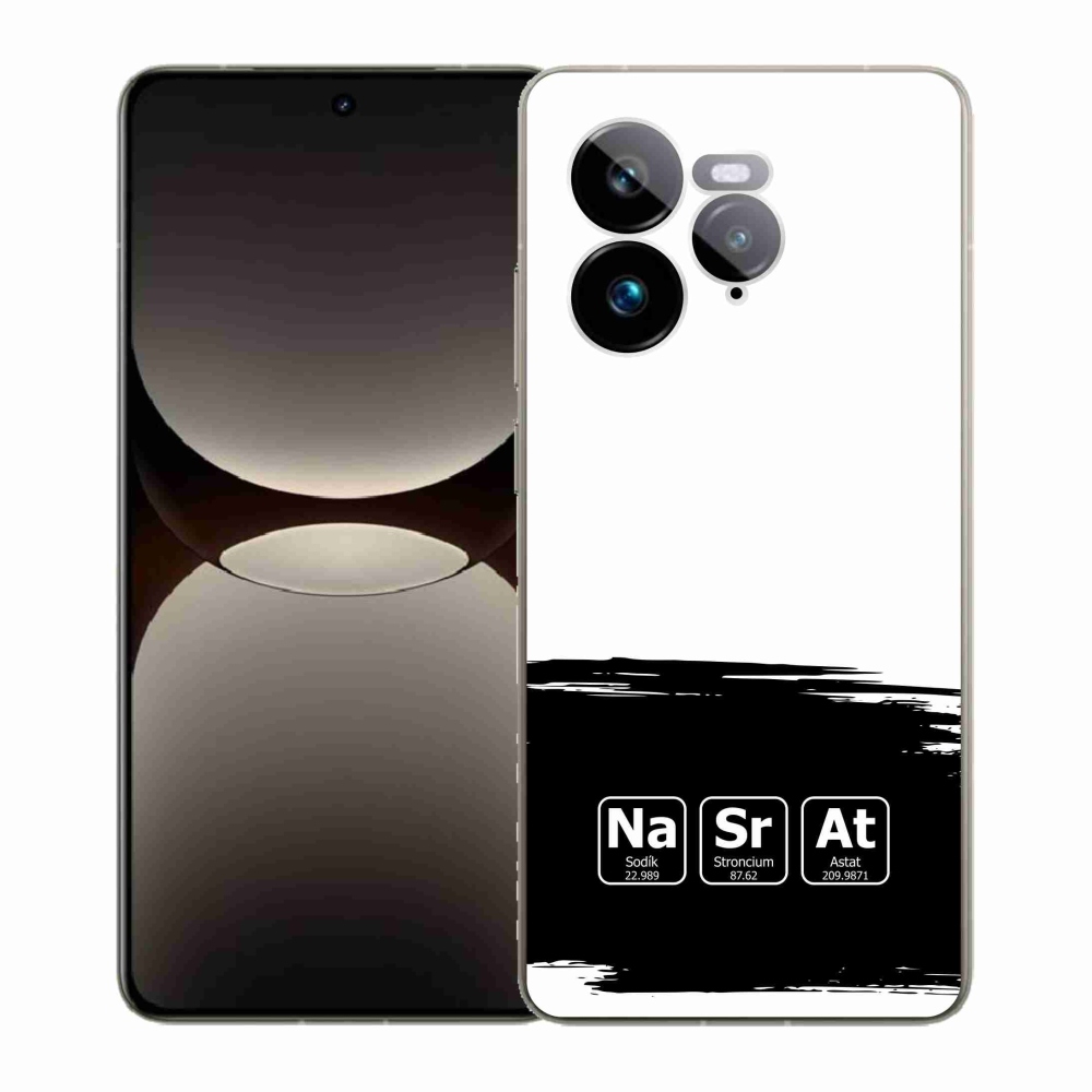 Gelový kryt mmCase na Realme GT 7 Pro 5G - chemické prvky černobílé pozadí