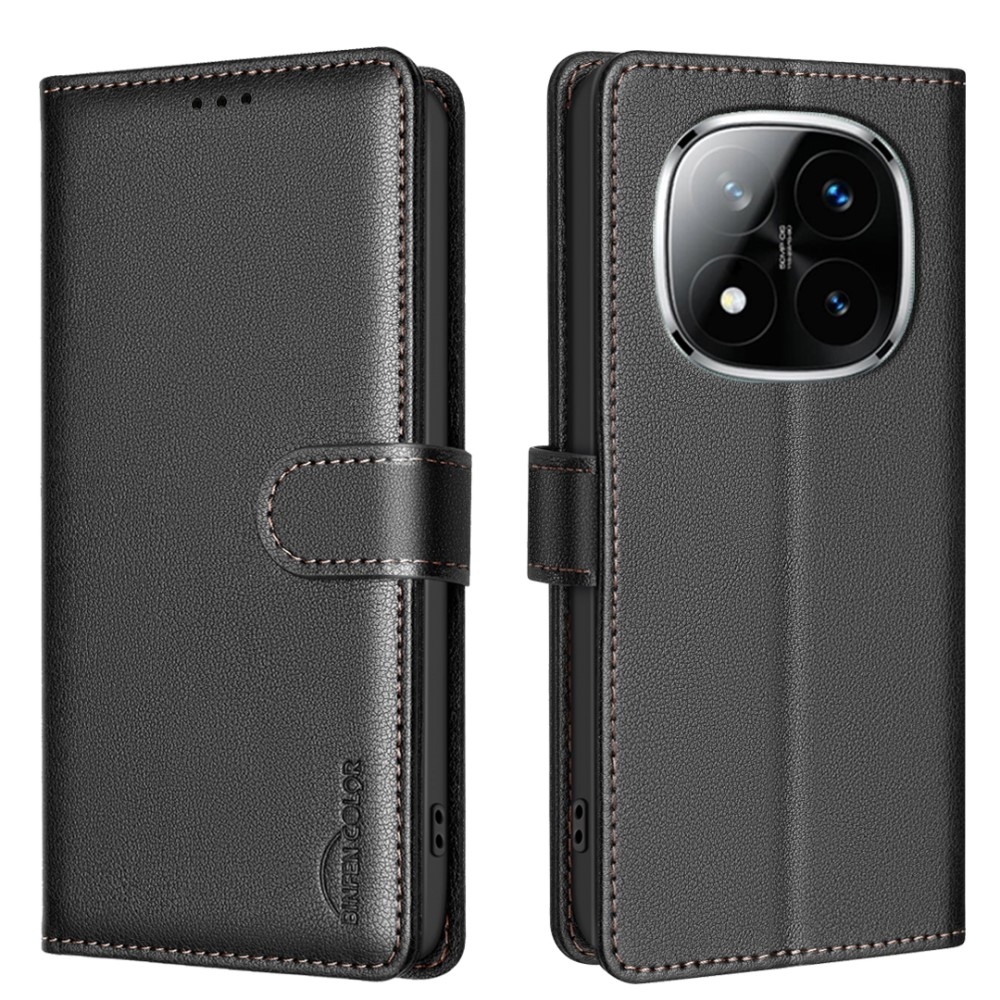 BINFEN knížkové pouzdro na Xiaomi Redmi Note 14 Pro 5G/Poco X7 5G/Note 14 Pro+ 5G - černé