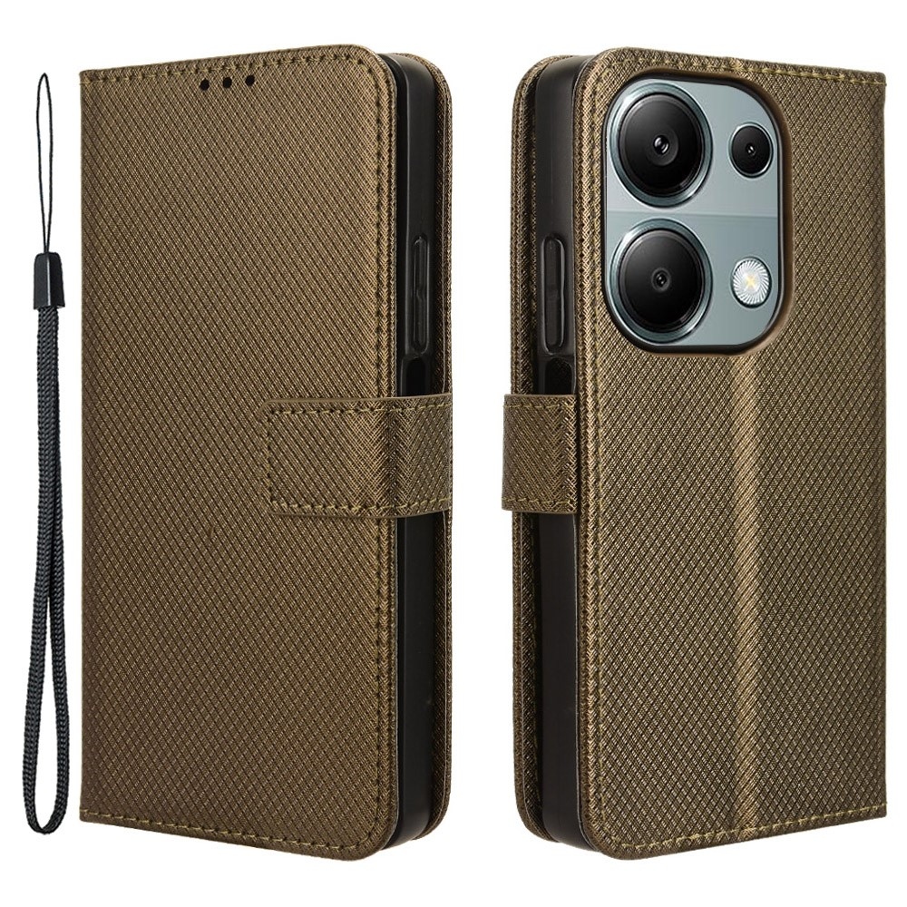 Diamond knížkové pouzdro na Xiaomi Redmi Note 14S/Note 13 Pro 4G/Poco M6 Pro - hnědé