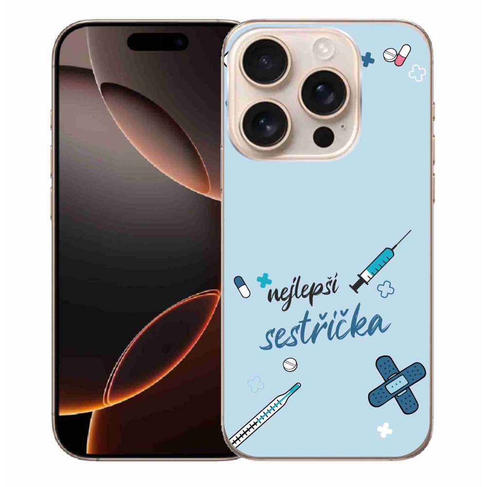 Gelový kryt mmCase na iPhone 16 Pro Max - nejlepší sestřička modré pozadí