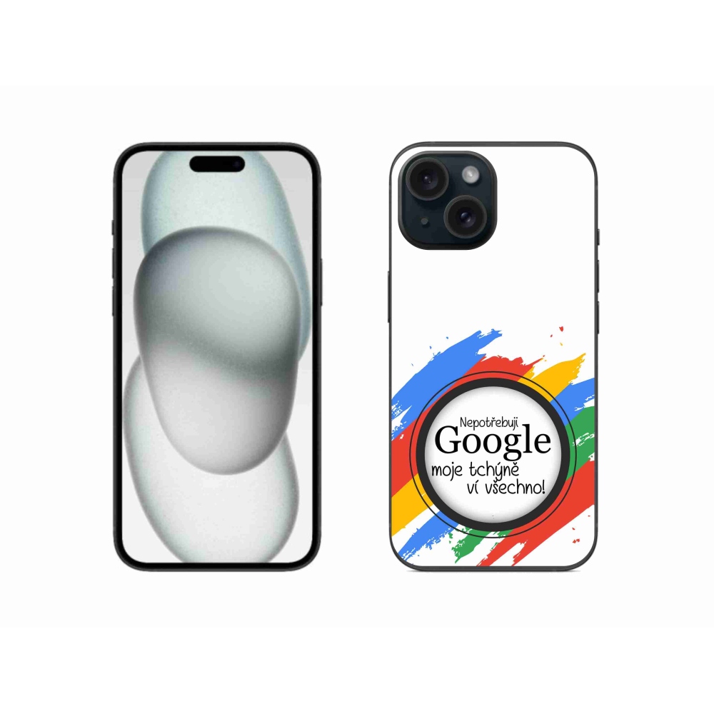 Gelový kryt mmCase na iPhone 15 - tchýně ví všechno bílé pozadí