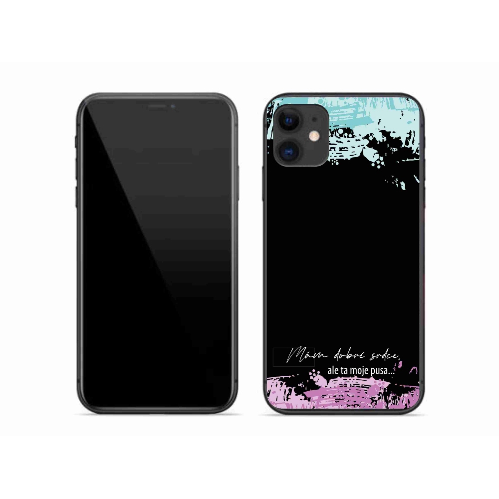 Gelový kryt mmCase na iPhone 11 - vtipný text 3 černé pozadí