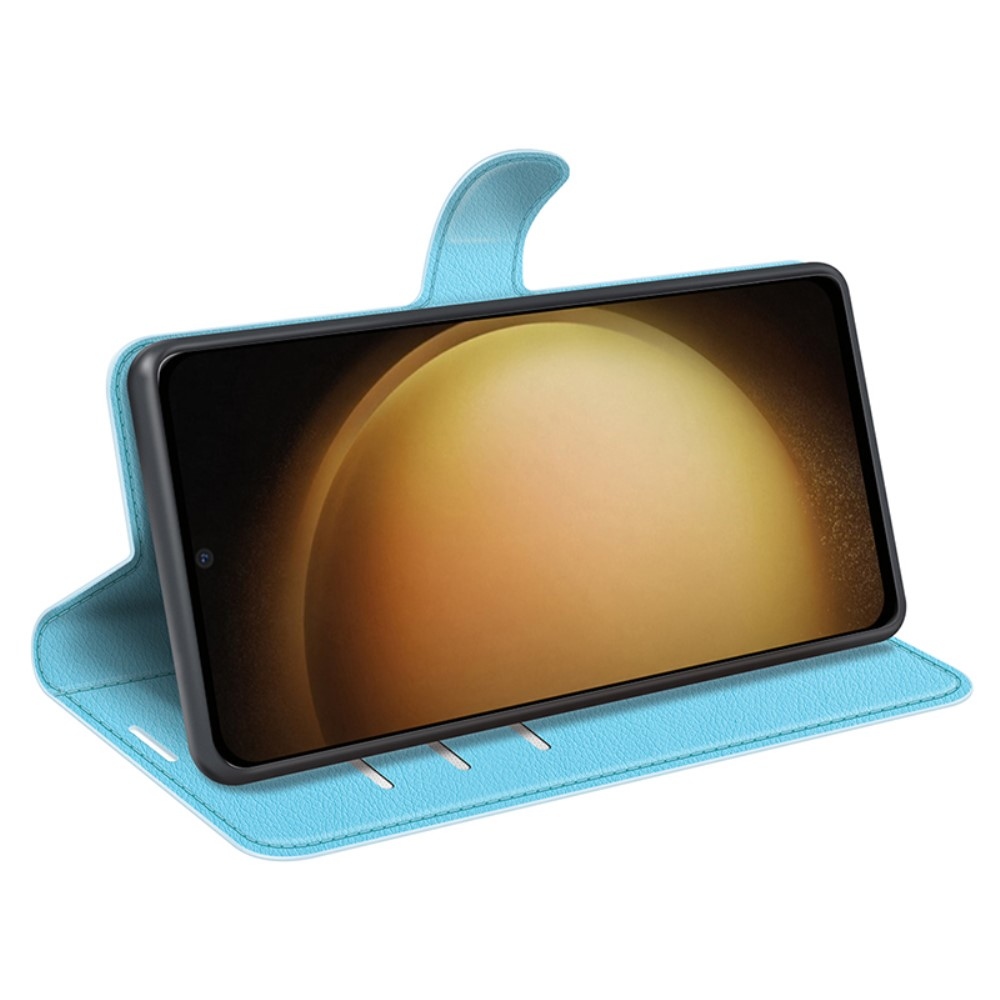 Litchi knížkové pouzdro na Samsung Galaxy S24+ - modré