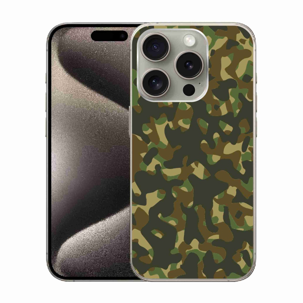 Gelový kryt mmCase na iPhone 15 Pro - maskáčový vzor 1
