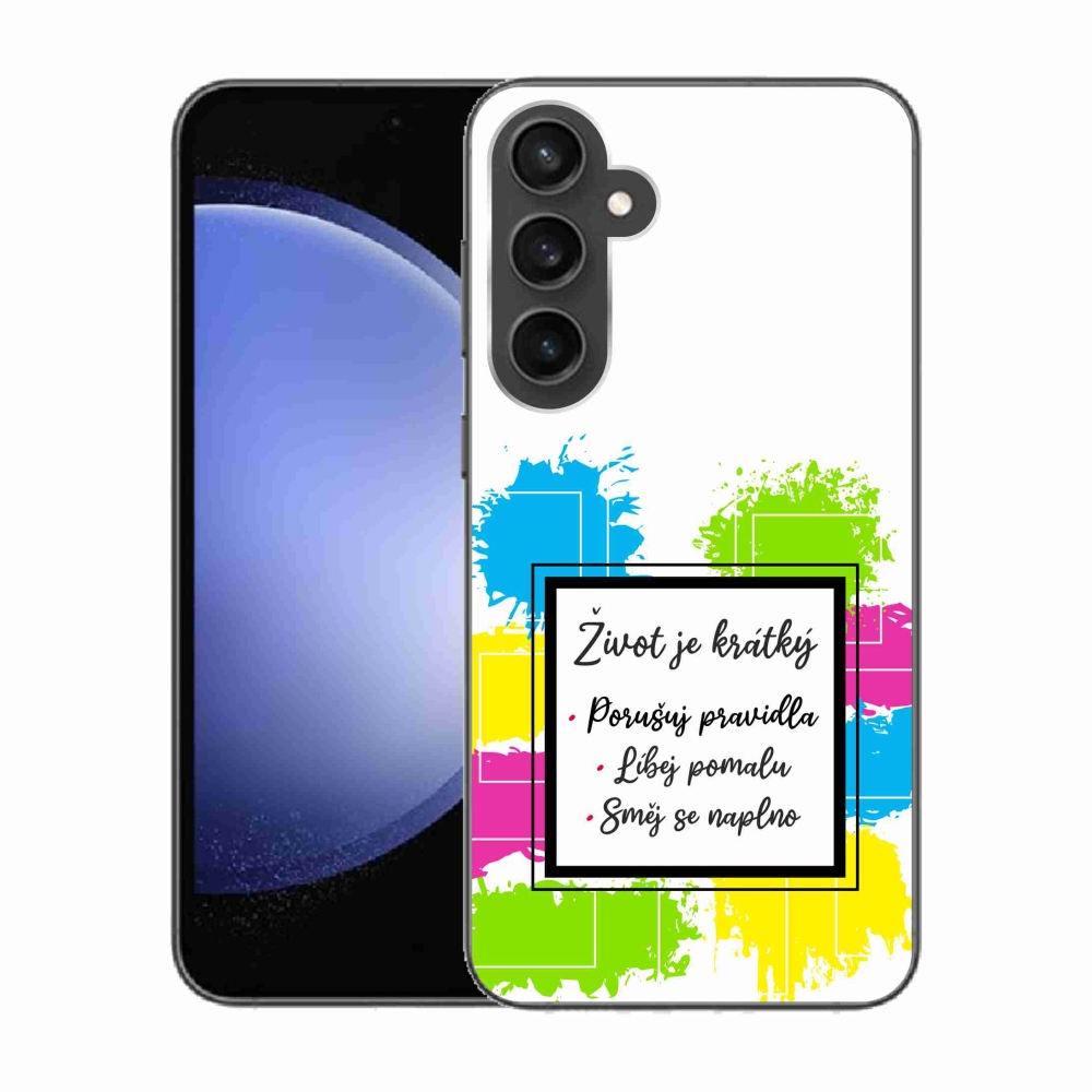 Gelový kryt mmCase na Samsung Galaxy S23 FE - citát 5 bílé pozadí