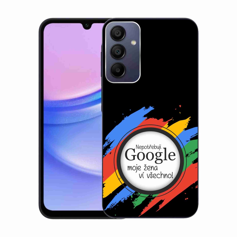 Gelový kryt mmCase na Samsung Galaxy A15 4G/5G - žena ví všechno černé pozadí