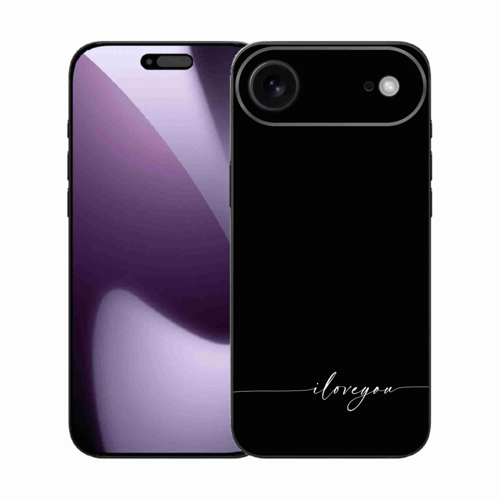 Gelový kryt mmCase na iPhone 17 Air - I love you černé pozadí