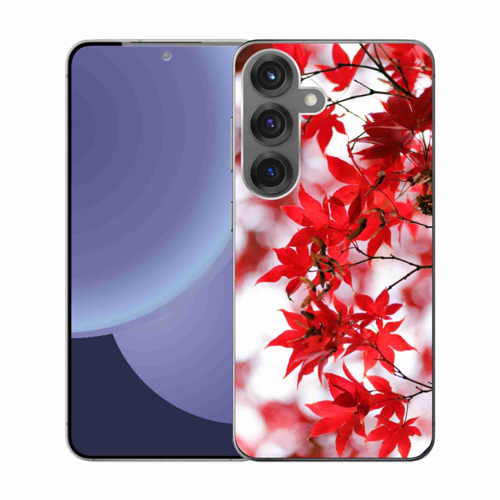Gelový kryt mmCase na Samsung Galaxy S25 - červené listy