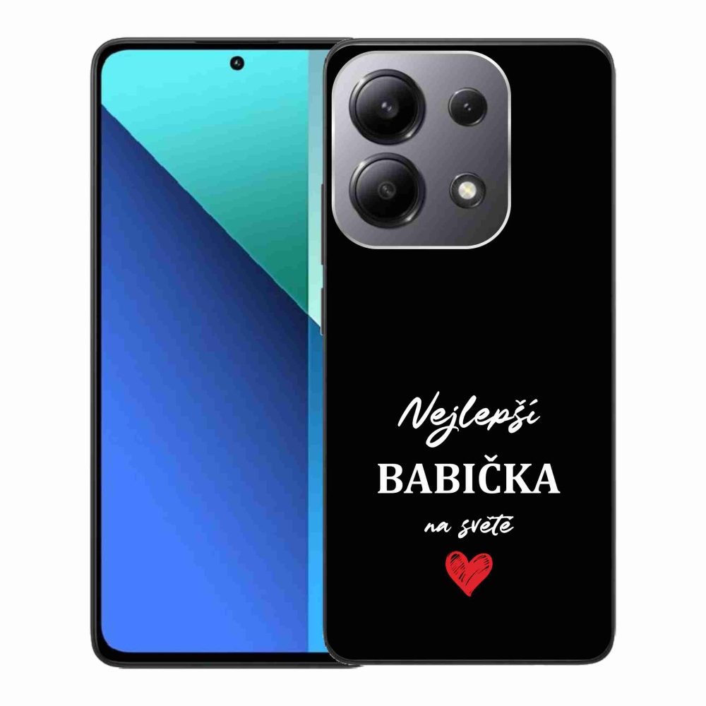 Gelový kryt mmCase na Xiaomi Redmi Note 13 - nejlepší babička 1 černé pozadí