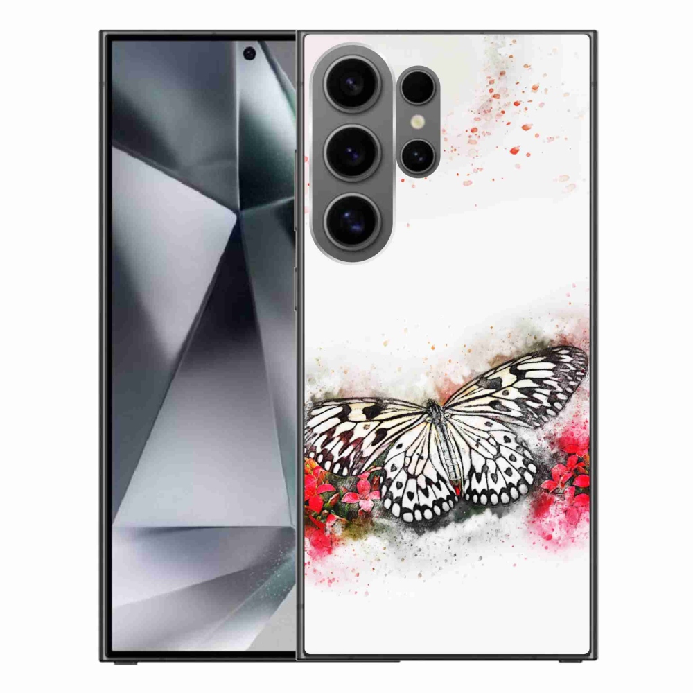 Gelový kryt mmCase na Samsung Galaxy S24 Ultra - černobílý motýl