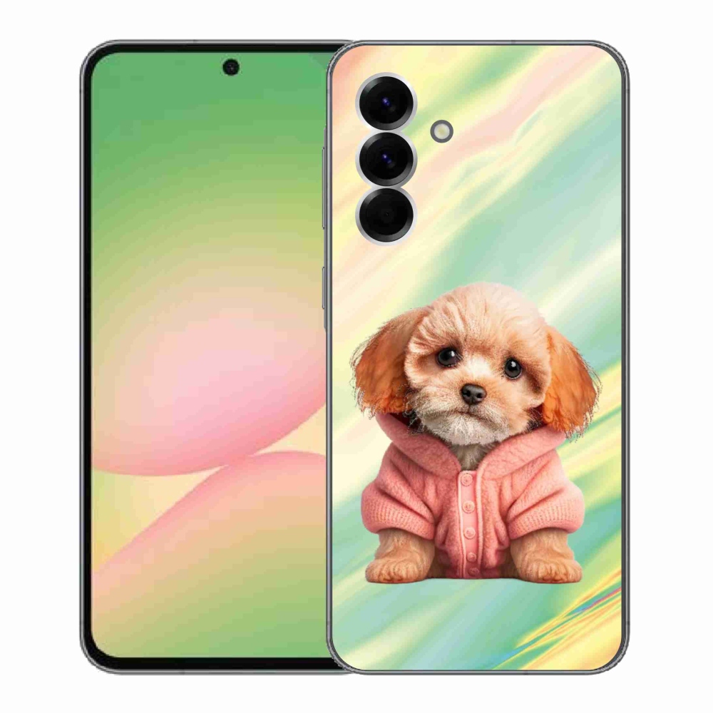 Gelový kryt mmCase na Samsung Galaxy A56 5G - štěně ve svetru