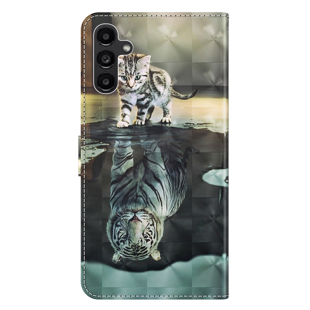 Print knížkové pouzdro na Samsung Galaxy A05s - kočka a odraz tygra