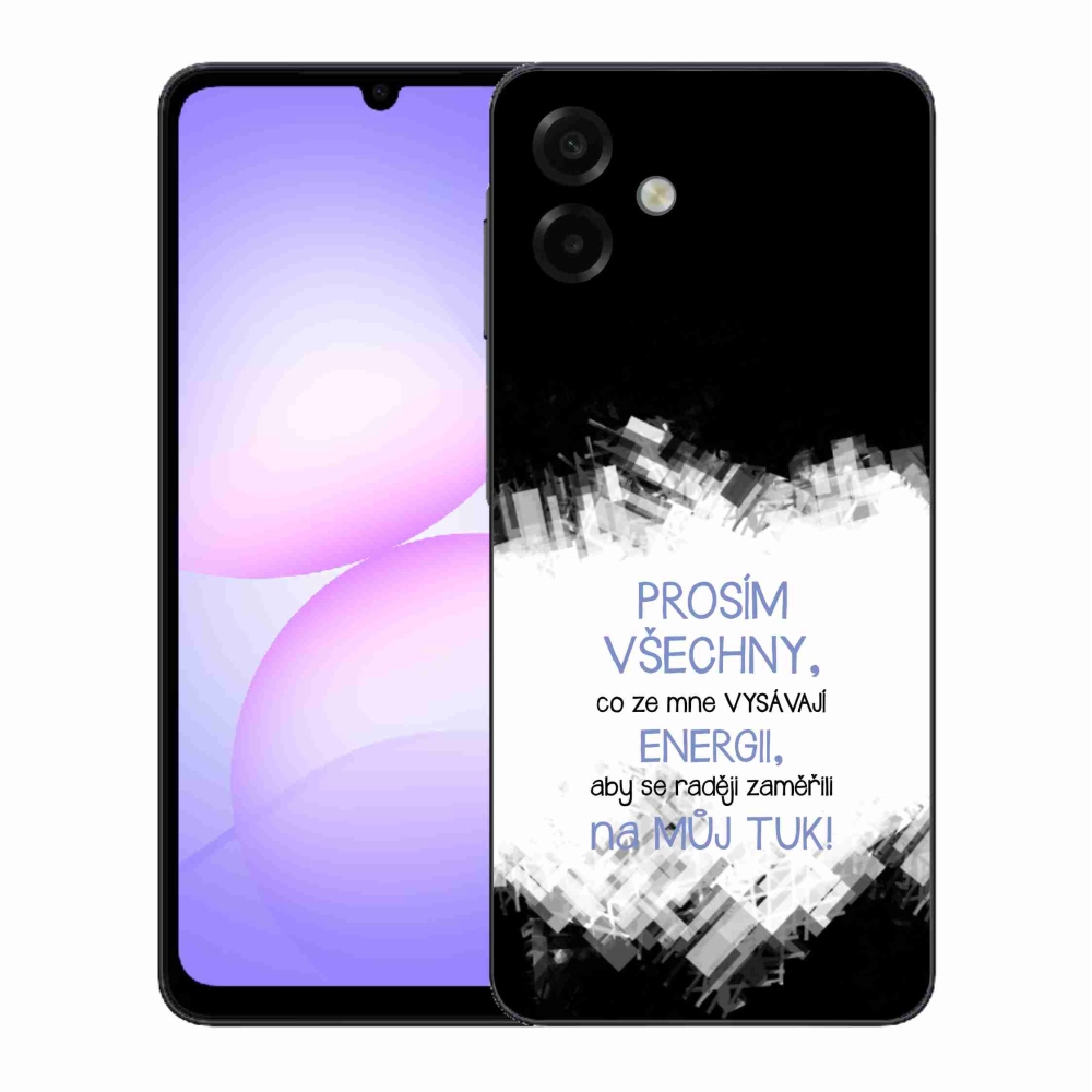Gelový kryt mmCase na Samsung Galaxy A07 4G - vtipný text 1 modrý
