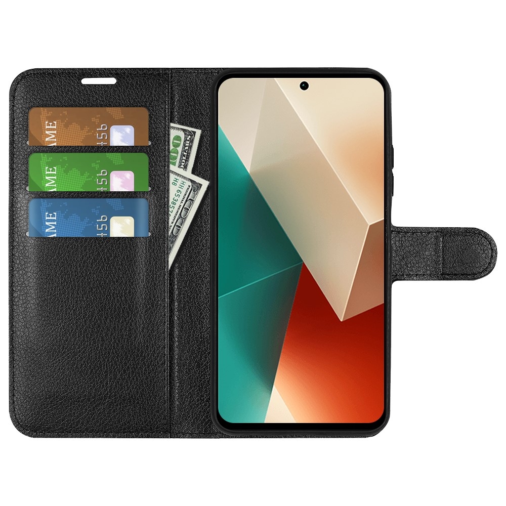 Litchi knížkové pouzdro na Xiaomi Redmi Note 13 5G - černé