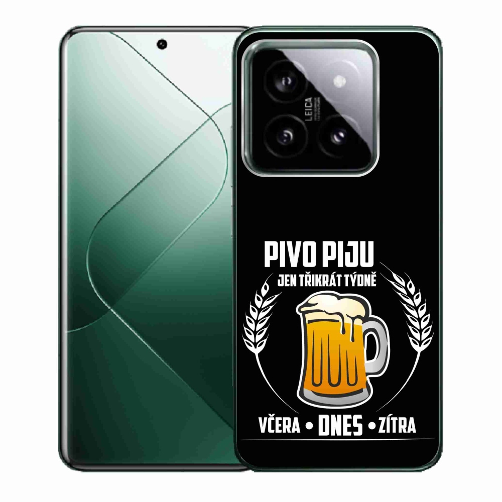 Gelový kryt mmCase na Xiaomi 14 - pivní motiv černé pozadí