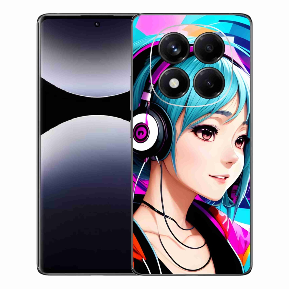 Gelový kryt mmCase na Xiaomi Redmi Note 14 Pro - dívka se sluchátky