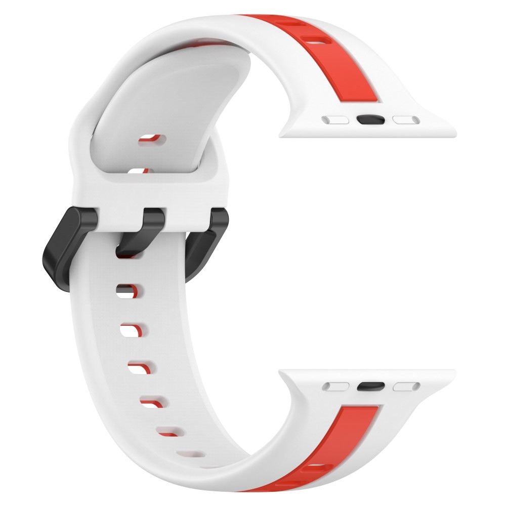 Strap silikonový řemínek na Apple Watch Ultra/Ultra 2 49mm/SE/SE 2022/2023 44mm/9/8/7 45mm/6/5/4 44mm/3/2/1 42 mm - bílý/červený
