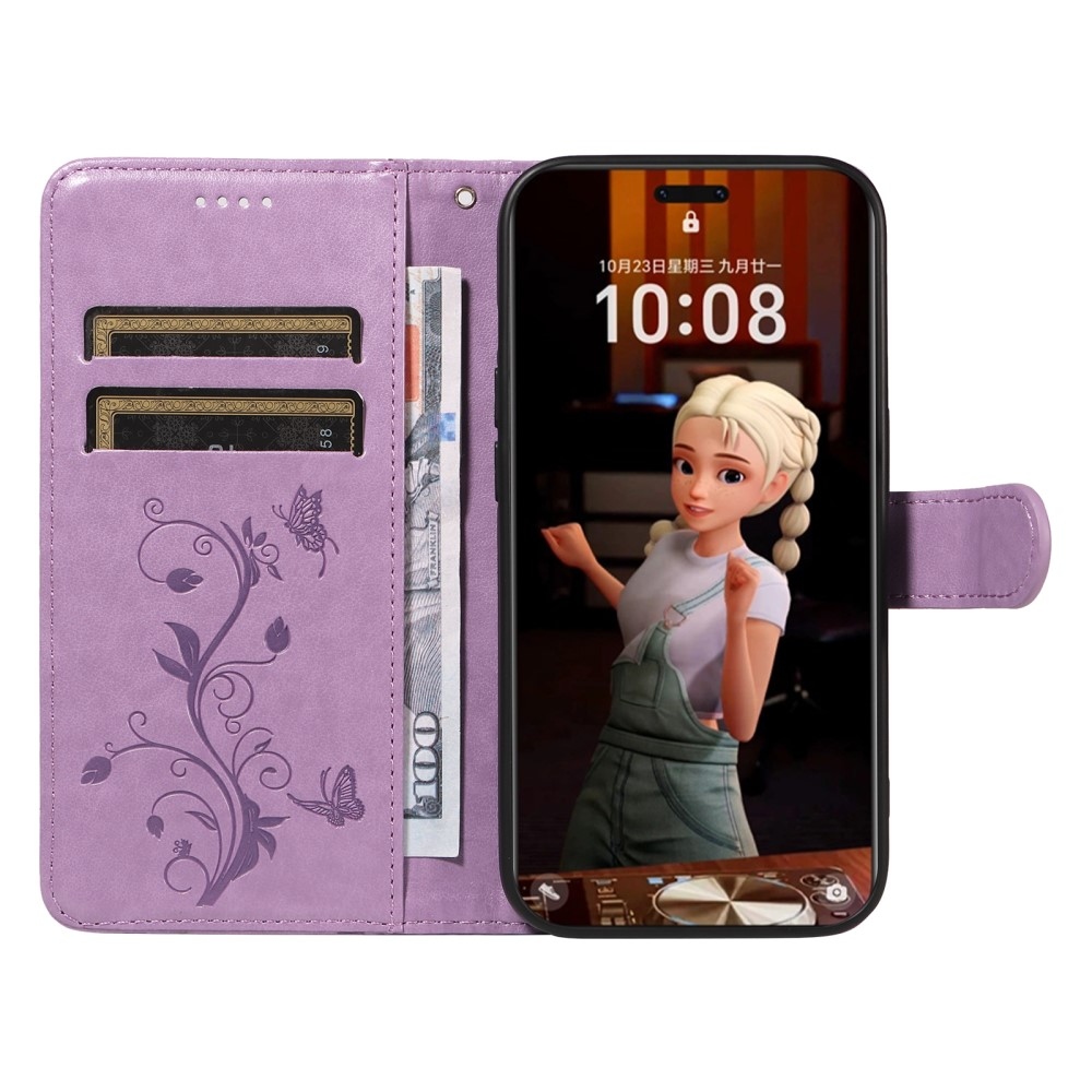 Flowery knížkové pouzdro na Honor Magic 7 Pro 5G - světlefialové