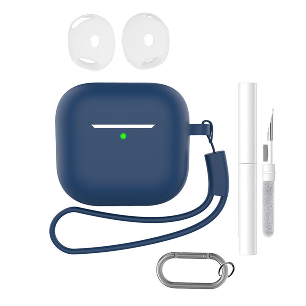 Set silikonový obal na Apple AirPods 4 s čistící sadou - midnight modrý