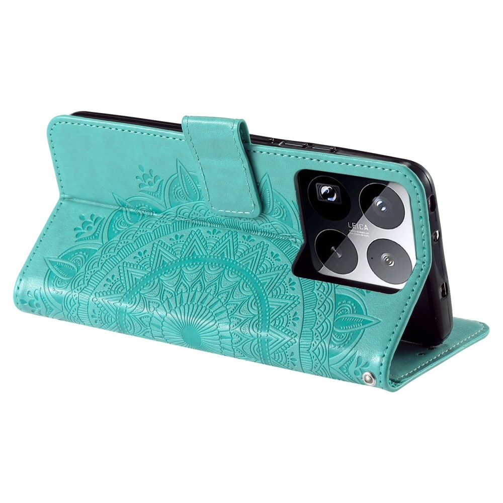 Mandala knížkové pouzdro na Xiaomi 15 Pro - modrozelené