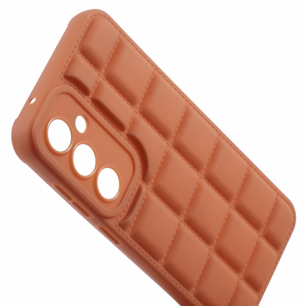 Grid odolný gelový obal na Samsung Galaxy S23 FE - hnědý