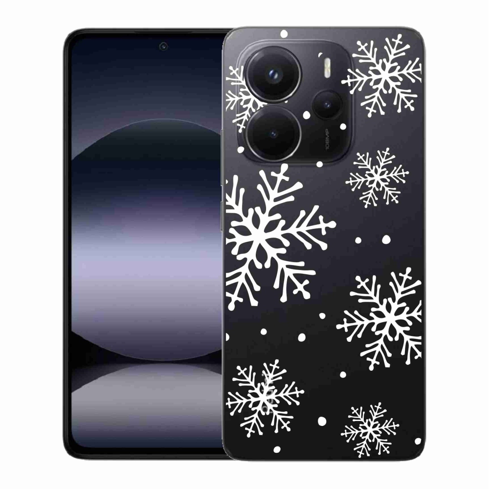 Gelový kryt mmCase na Xiaomi Redmi Note 14 - bílé vločky na průhledném pozadí